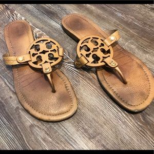 Tory Butch Brown Leather Miller Sandal